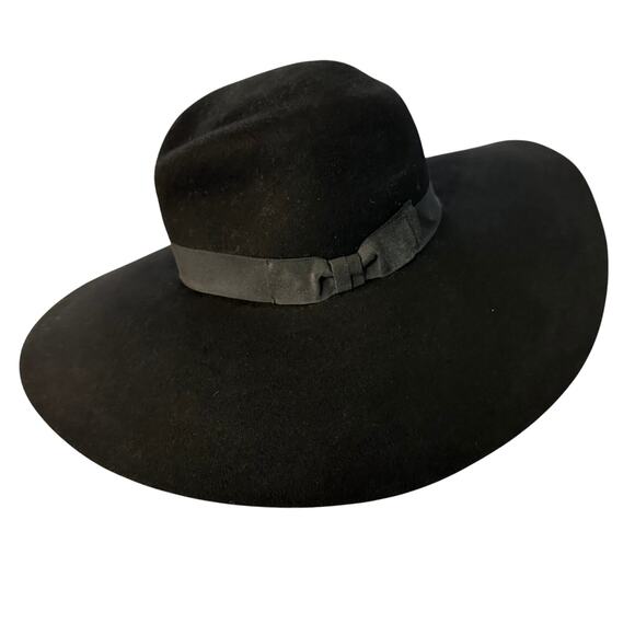 Eric Javits New York Black Felt Wide-Brim Fedora‎ Hat – Packable, Designer - Picture 1 of 7